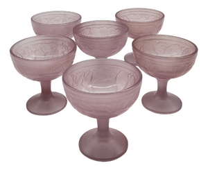 Vintage Art Deco Pink Glass Fruit Bowls, 1950s, Set of 6