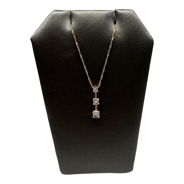 Diamond Past Present Future Necklace in 10kt Yellow Gold – 18in, Pre-Loved For Sale