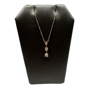 Diamond Past Present Future Necklace in 10kt Yellow Gold – 18in, Pre-Loved