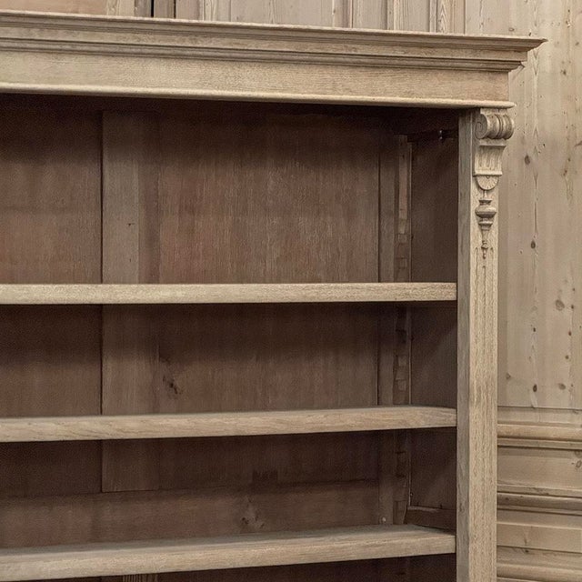 Wood Antique Dutch Neoclassical Open Bookcase in Solid Stripped White Oak For Sale - Image 7 of 18
