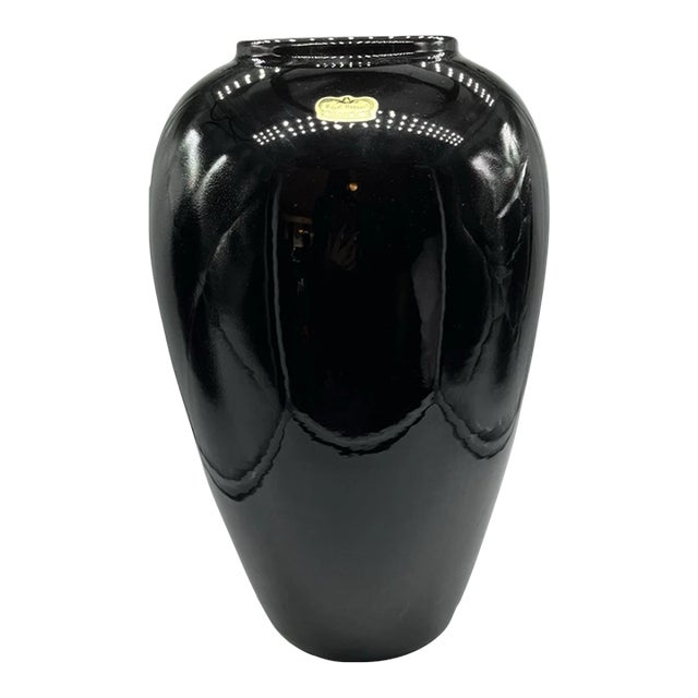 Vintage Royal Haeger Pottery Usa Ebony Black Floor Vase For Sale