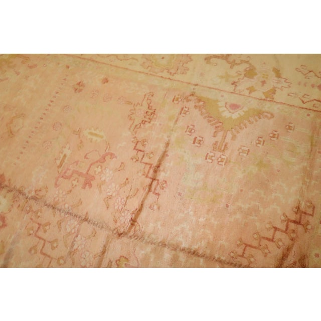 Rustic Zabihi Collection Oversize Pink Gold Large Antique Turkish Oushak Rug For Sale - Image 3 of 7
