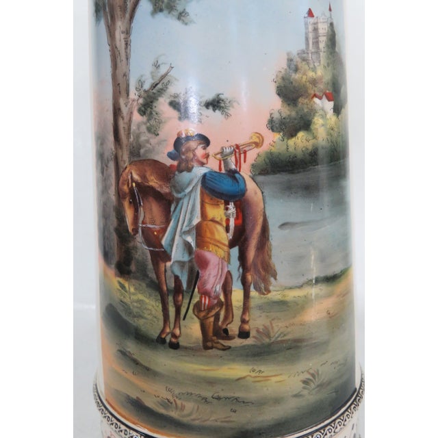 Early 20th Century Marzi and Remy Tall Extra Large Ceramic Pewter Lidded Beer Stein For Sale - Image 15 of 16