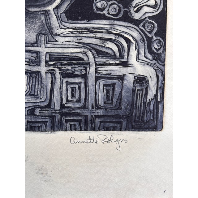 Annette Robyns Original Etching Self-Portrait Modern Abstract Art Print For Sale - Image 4 of 6