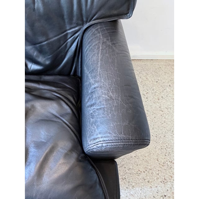 Black Leather Two-Seater Sofa by Arcon Italia, Italy, 1980s For Sale - Image 9 of 15