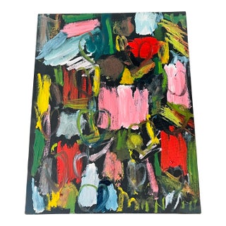 1970s Abstract Mixed Media Painting Invisible Hearts For Sale