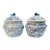 Vintage Blue & White Rice Jars With Foo Dog Lids - a Pair For Sale