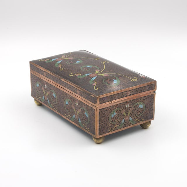 Late 19th Century Cloisonné Enamel Box With Floral and Scrollwork Decoration, Late 19th to Early 20th Centur For Sale - Image 5 of 13