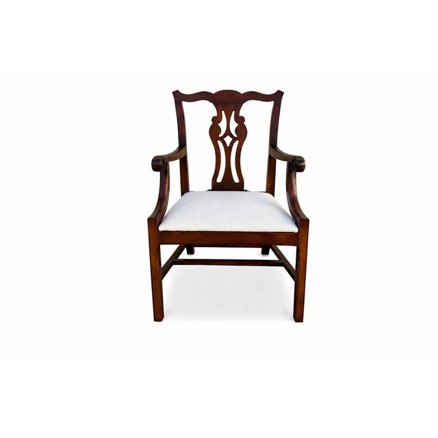 English Set of 10 Antique c.1960s Mahogany Fine Carved Chippendale Style Chairs For Sale - Image 3 of 8
