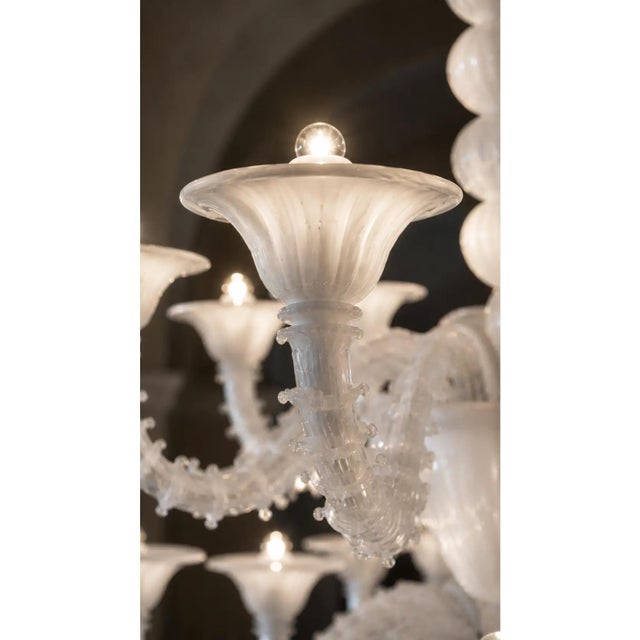 Venetian white "Ca' Rezzonico" Murano glass chandelier All made in Murano glass.All made in Italy, very elegant, a piece...