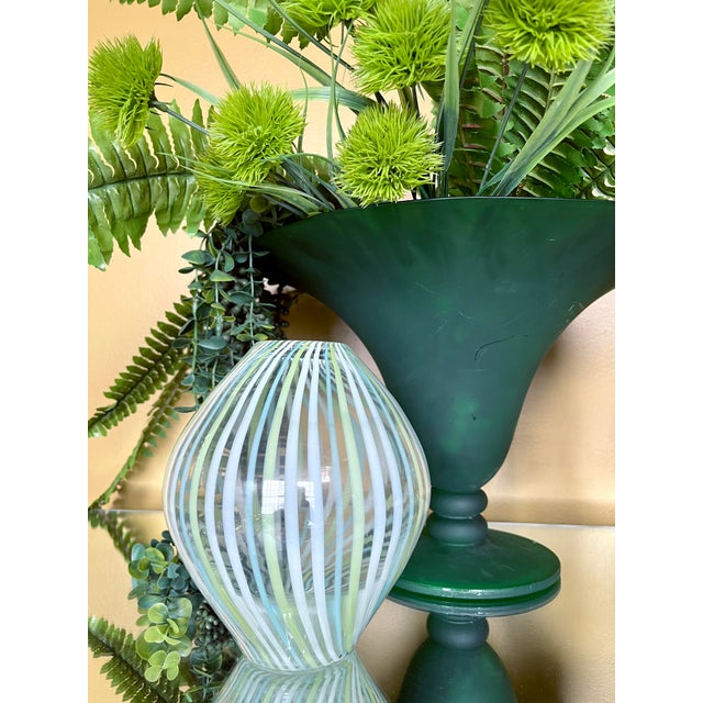 Large 1980s Spanish Artisan Green Glass Centerpiece Bowl For Sale - Image 4 of 12