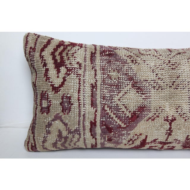Hanmade Oushak Rug Lumbar Pillow Cushion Cover -15'' X 30'' For Sale - Image 4 of 11