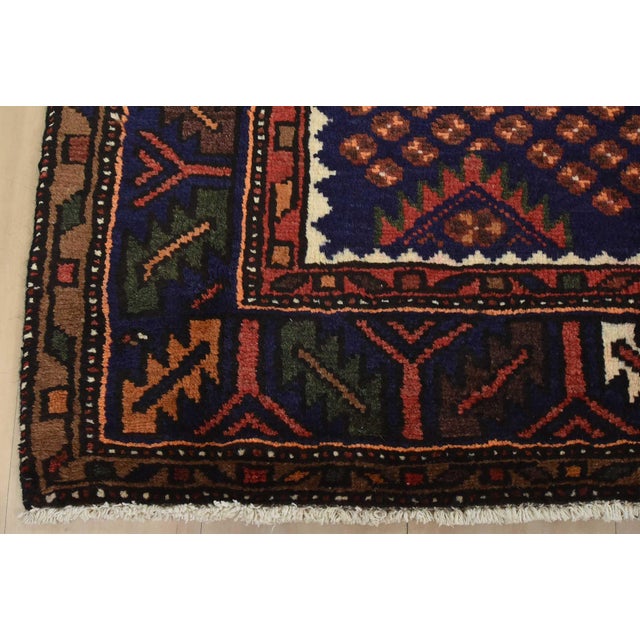 Zanjan Rug 4'5'' X 7'5'' Red Wool Vintage Tribal Hand-Knotted Oriental Carpet For Sale - Image 9 of 12