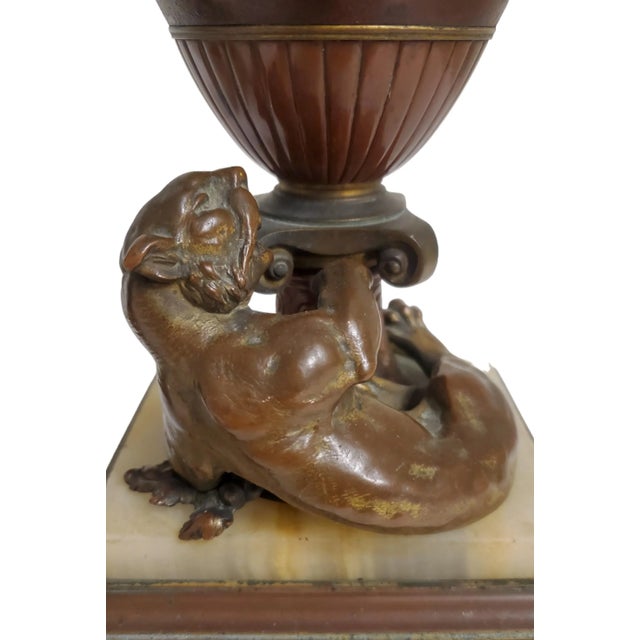 French Late 19th Century Louis XVI Bronze and Ormolu and Onyx 3 Piece Centerpiece With Urns For Sale - Image 10 of 12