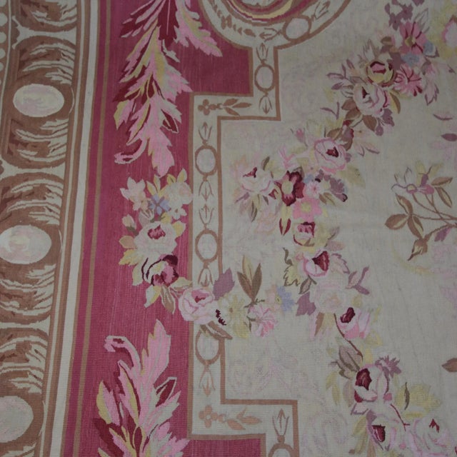 Cream Large French Louis XVI Baubusson Rug with Flower Cartridge, 1890s For Sale - Image 8 of 12