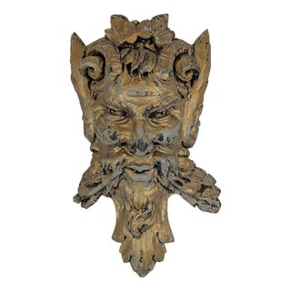 Wooden Satyr Head, Late 19th Century For Sale
