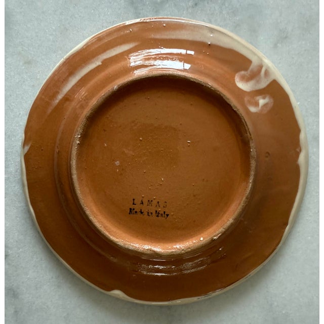 Tan Set of 7 Lamas Ceramiche Grape Design Pottery Lunch Plates For Sale - Image 8 of 9