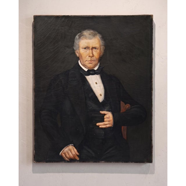 Portrait of a Gentleman in Black, 19th Century, Oil on Canvas For Sale - Image 5 of 7