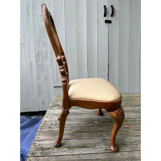 1950s Vintage English Queen Anne Dining Chairs in Solid Walnut For Sale - Image 5 of 8