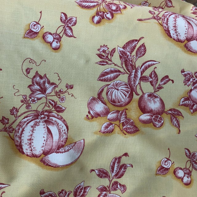 Textile Tyler Hall French Market Exclusive Yellow Fabric With Orange Design - 1 Yard For Sale - Image 7 of 8