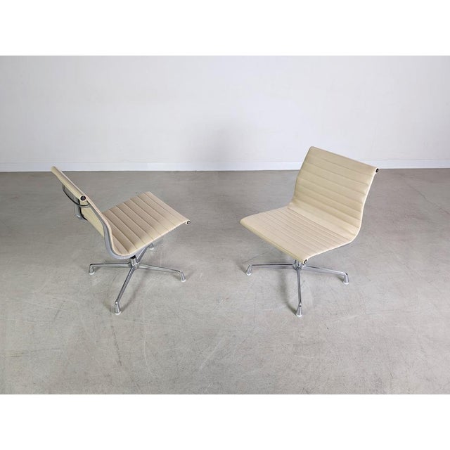 Cream EA 106 Chairs by Charles and Ray Eames for Herman Miller, Set of 2 For Sale - Image 8 of 13