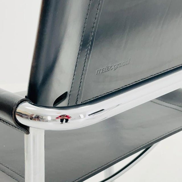 Mid-Century Black Leather Mg5 Cantilever Chair by Mart Stam, Italy, 1980s For Sale - Image 10 of 11