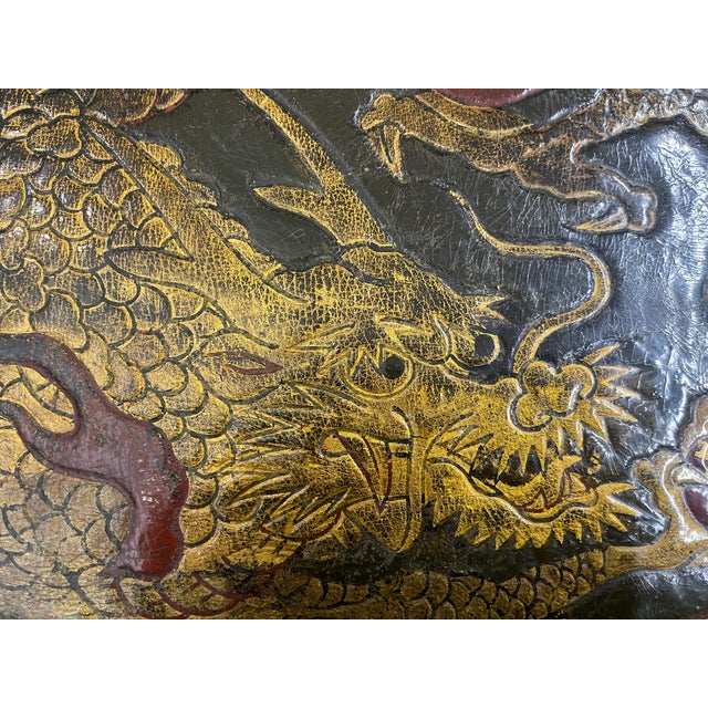 Hardwood Low Tables With an Inset Antique Japanese Leather Saddle Top—A Pair For Sale - Image 12 of 13