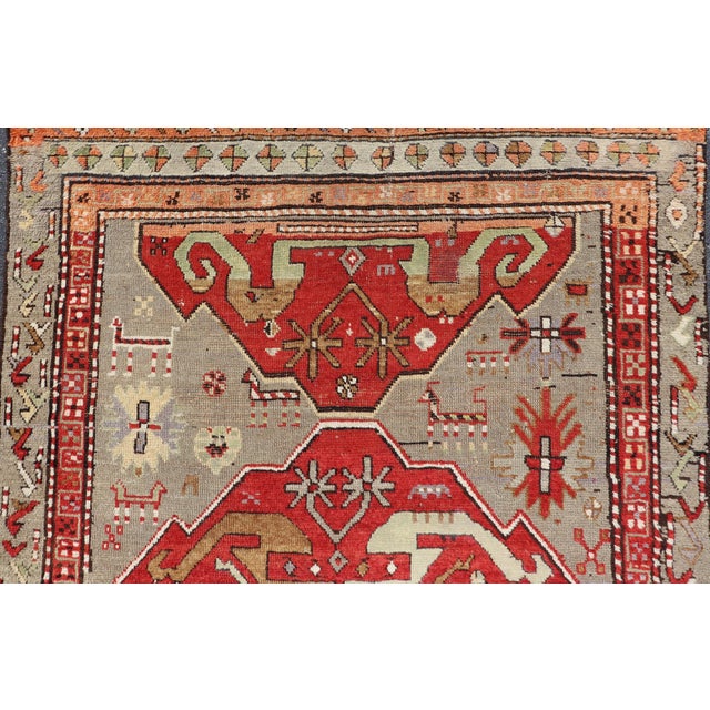 Textile Antique Caucasian Kazak Rug With Bold Geometric Medallion Design 4'4 X 8'1 For Sale - Image 7 of 13
