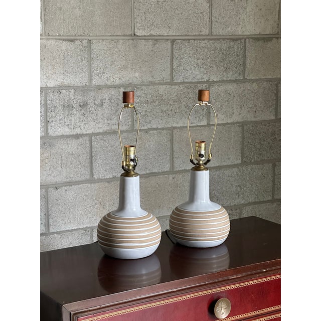 Mid-Century Modern 1960’s Jane and Gordon Martz Ceramic Table Lamps - A Pair For Sale - Image 3 of 7