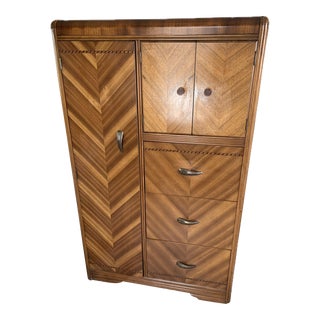 1930s Art Deco Waterfall Wardrobe Armoire For Sale