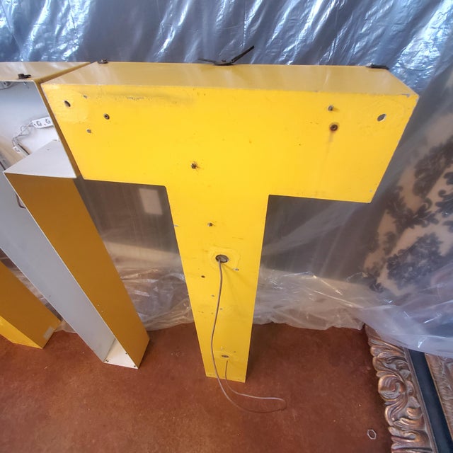 Industrial Vintage 38" Architectural Salvage Sign Letter "T" For Sale - Image 3 of 10