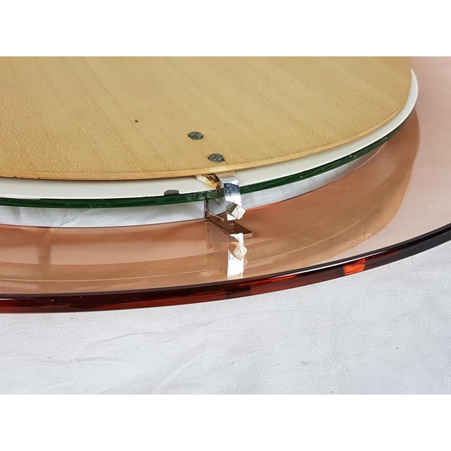 Round Salmon Glass Wall Mirror from Cristal Art, 1960s For Sale - Image 11 of 12