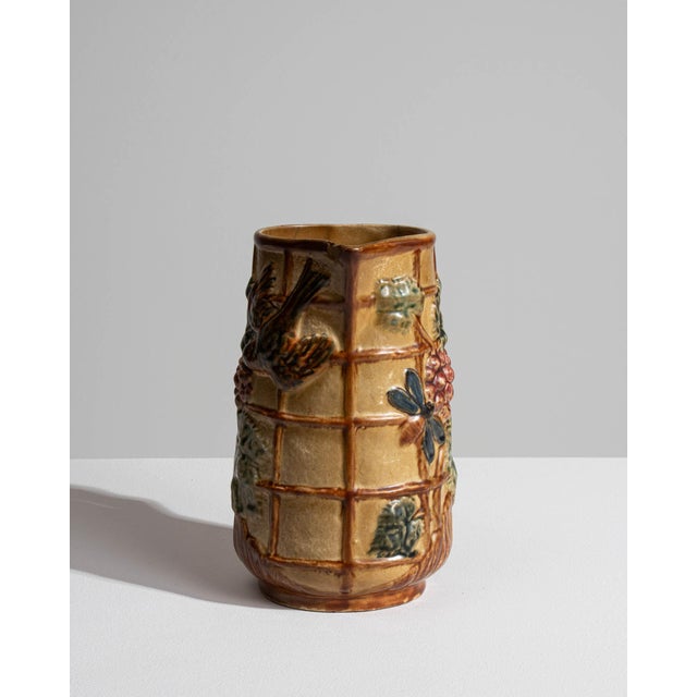 1900s French Amber Barbotine Ceramic Jug For Sale - Image 15 of 15