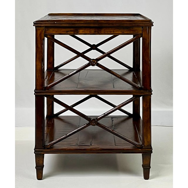 Brown Theodore Alexander Castle Bromwich Parquetry Three-Tier Side Table For Sale - Image 8 of 14