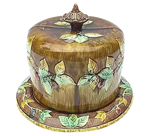Antique Majolica Covered Dish
