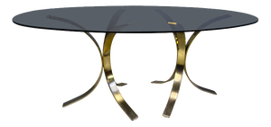 Vintage Brass Oval Glass Dining Table, 1970s