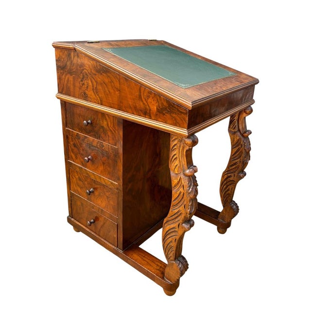English Regency Revival Burr Walnut Davenport Desk, 1920 For Sale - Image 11 of 11