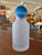 Glass Vintage Frosted Glass Decanter / Bottle With Cobalt Blue Ball Stopper For Sale - Image 7 of 14