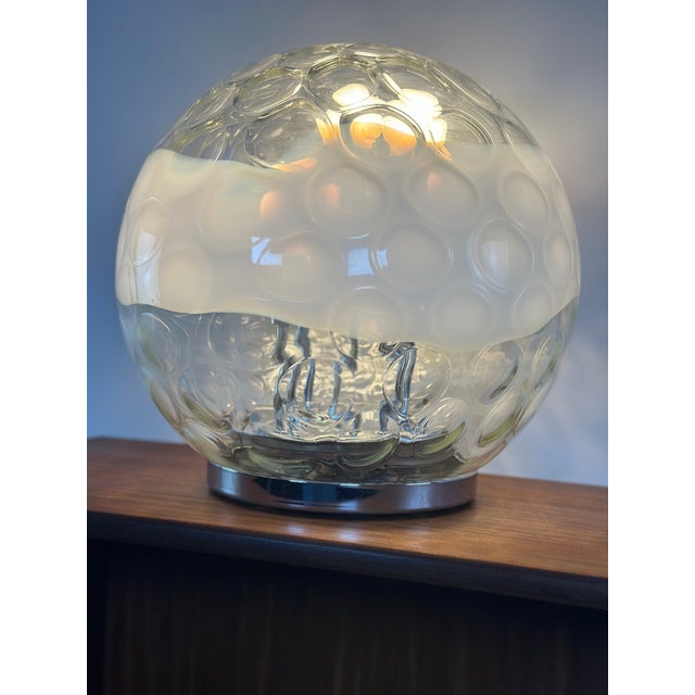 Vintage Murano Glass Ball Lamp with Blown and Bubbled Surface, 1970s For Sale - Image 4 of 14