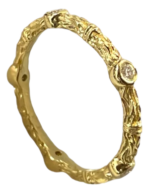 Nature-Inspired 14k Gold Diamond Ring Adorned With 0.15 TCW Natural Diamonds, Size 6.5