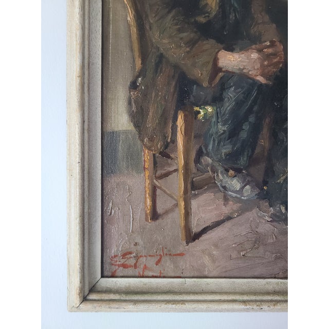 Edwardo Scognamiglio Antique Oil Painting Portrait of a Peasant For Sale - Image 11 of 14