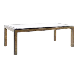 Bernhard Rohne for Mastercraft Mid Century Lacquered Etched Brass Panel Expanding Dining Table