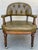 Campaign Set of Four Vintage Lewittes Tufted Sage Vinyl Club/Conference Chairs With Brass Casters For Sale - Image 3 of 17