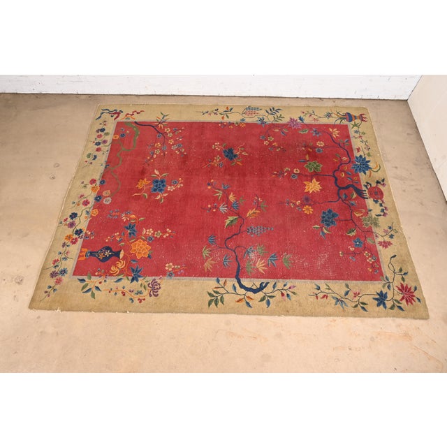 Antique Chinese Art Deco Nichols Hand-Knotted Room Size Wool Rug, Circa 1920s For Sale - Image 9 of 9
