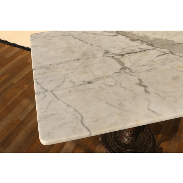 1900 - 1909 Antique French Bistro Marble Top Pedestal Table With Cast Iron Base, Circa 1900s For Sale - Image 5 of 18