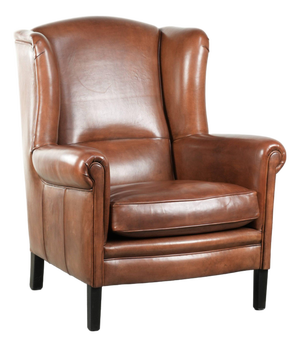 Large Wing Chair in Sheepskin Leather