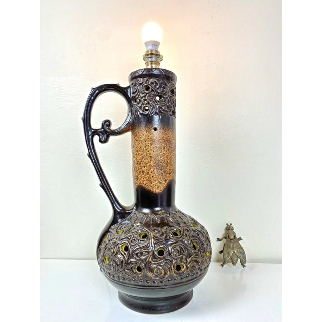 Large gracefully designed Mid-Century Fat Lava floor lamp, made of ceramic in Germany. A typical vintage 60s-70s item with...