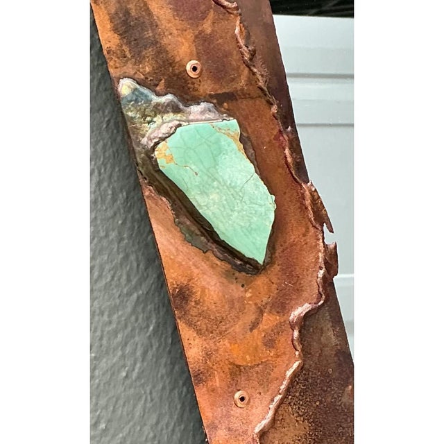Copper Vintage Post Modern Copper Triangle Wall Mirror For Sale - Image 8 of 12