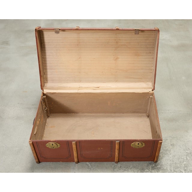 Early 20th Century Art Deco Canvas and Bentwood Steamer Trunk For Sale - Image 12 of 18