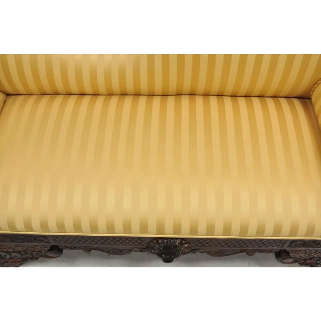 Wood Late 19th Century Antique American Empire Figural Carved Mahogany Recamier Gold Chaise Lounge Sofa For Sale - Image 7 of 12